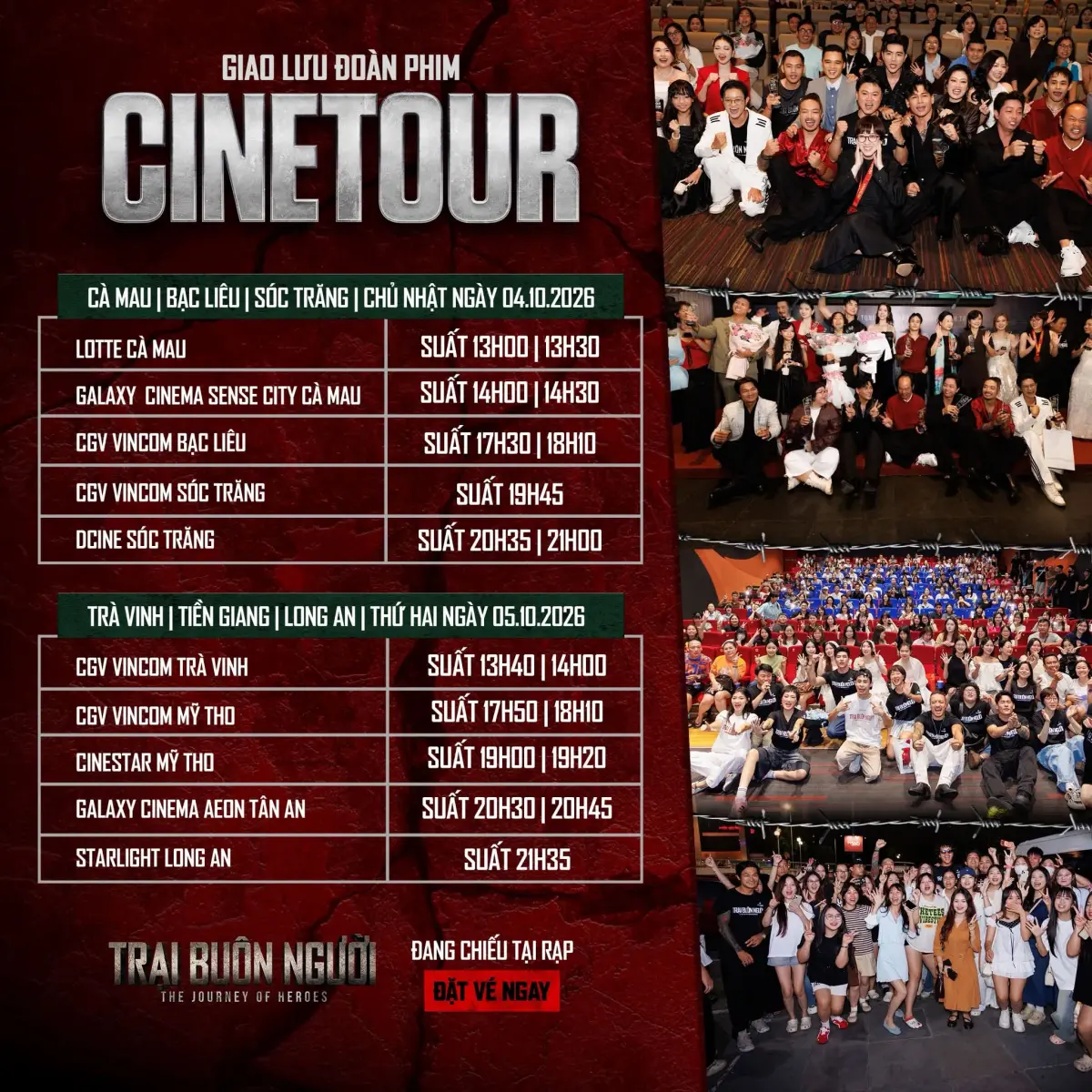 Lịch trình Cinetour "Trại Buôn Người" tuần này: Đoàn phim sắp "đổ bộ" miền Tây, fan sẵn sàng săn vé giao lưu!