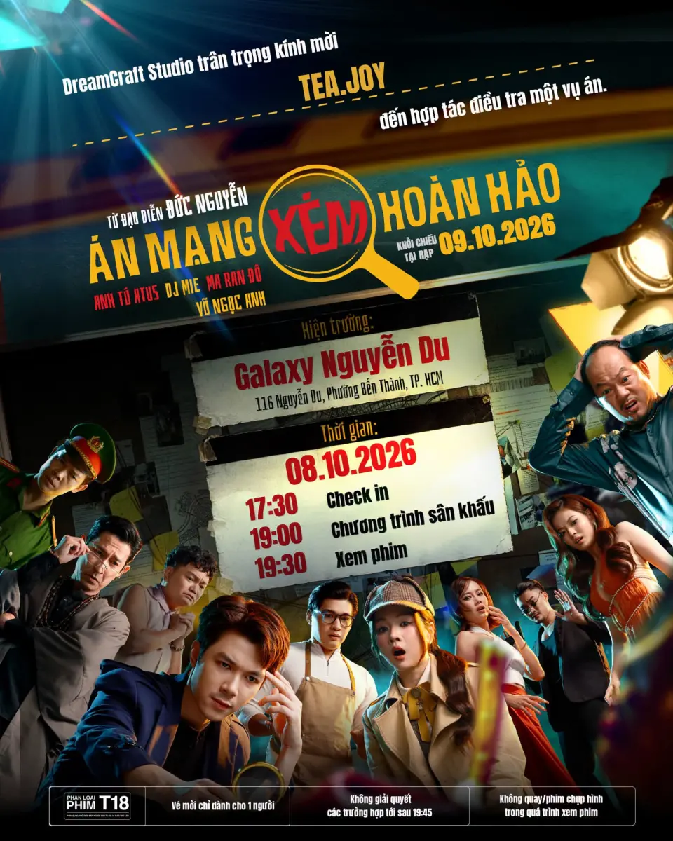 Lộ diện lịch trình Premiere "Án Mạng Xém Hoàn Hảo": Đổ bộ TP.HCM vào ngày 08/10/2026